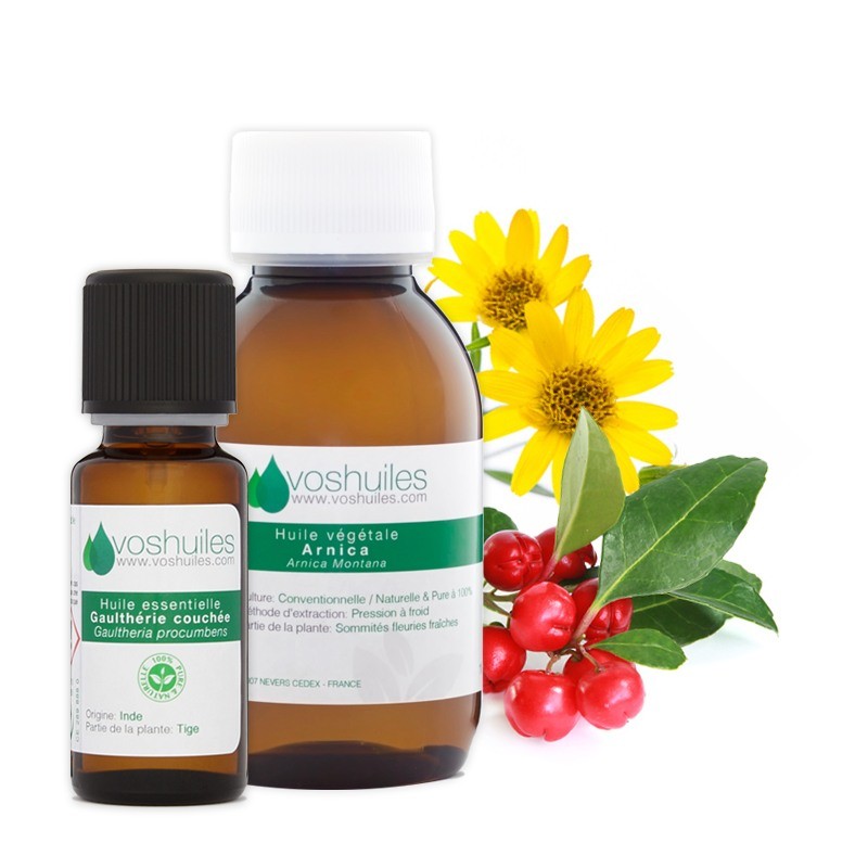 Duo Huile Essentielle de Gaulthérie couchée 10ml & Huile Végétale de fleurs d'Arnica 100ml